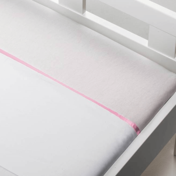 Briljant wieglaken met roze bies