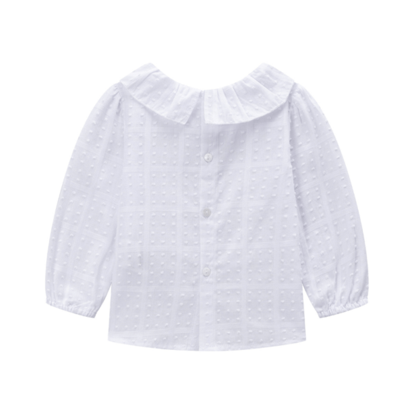 Newness baby blouse wit met kraag en noppen patroon achterkant