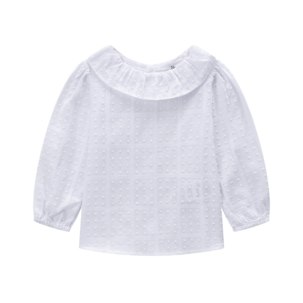 Newness baby blouse wit met kraag en noppen patroon voorkant