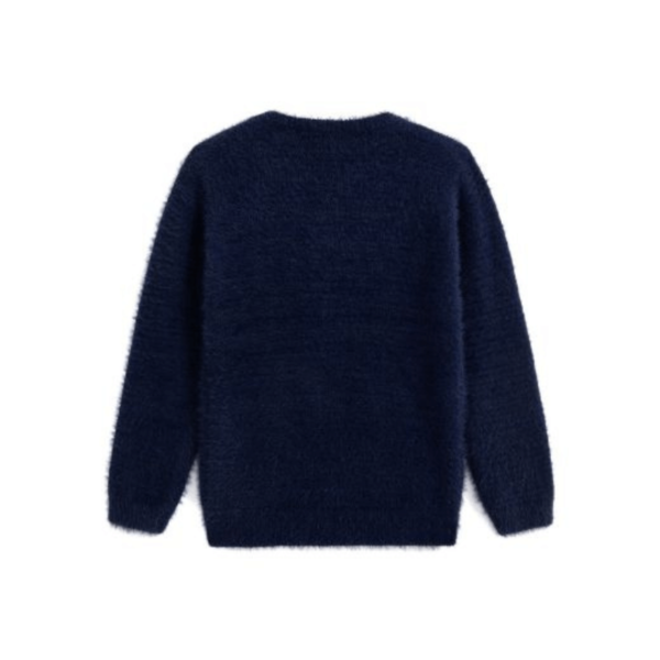 Newness meisjes blauwe trui met glitters achterkant