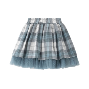 Newness meisjes rok blauw grijs geruit achterkant