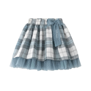 Newness meisjes rok blauw grijs geruit voorkant