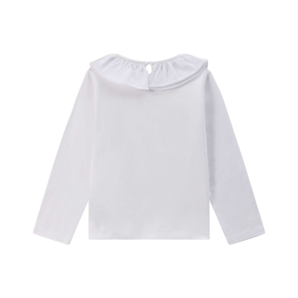 Newness meisjes shirt lange mouw wit tule kraag achterkant