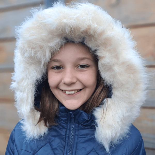 Newness meisjes winterjas blauw met capuchon