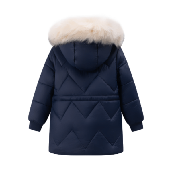 Newness meisjes winterjas blauw met capuchon achterkant