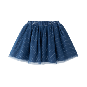 Newness meisjes tule rok blauw met witte stippen voorkant