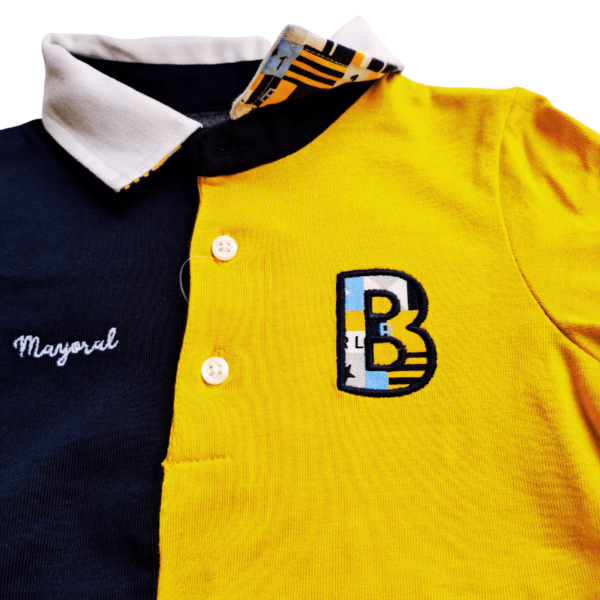 Mayoral baby polo geel blauw detail