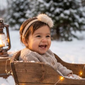 haarbandje baby met pluizenbolletje