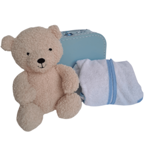 Jollein kraamcadeau koffertje | Teddybeer en badjas met naam