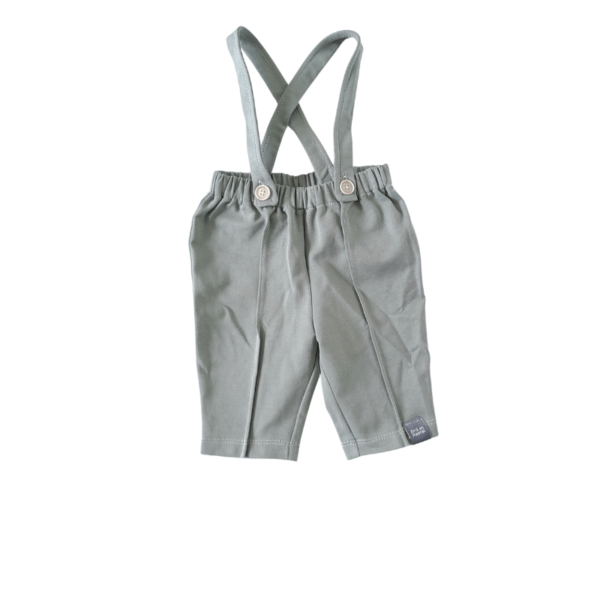 Pril in pastel broek met bretels groen voorkant