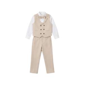 kostuum beige jongens flatlay