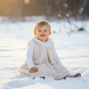 feestdagen collectie meisjes bouclé gilet ecru