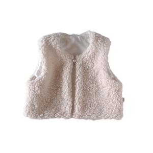 feestdagen collectie meisjes bouclé gilet ecru voorkant