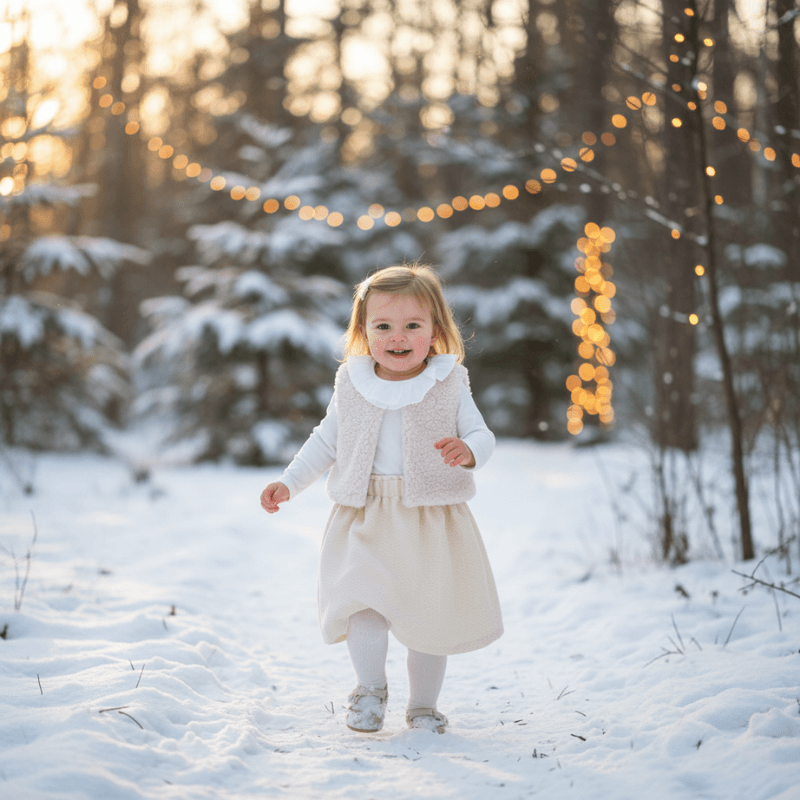 feestdagen collectie meisjes paperbag rok jacquard ecru