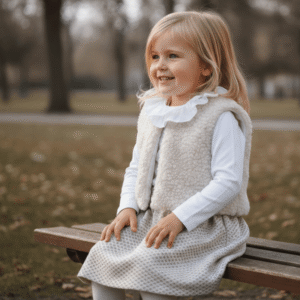 Chiz-Chic Feestelijke paperbag meisjesrok met kleine jacquard ruit herfst