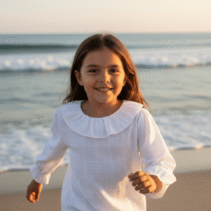 plumeti blouse meisjes wit newness met kraag